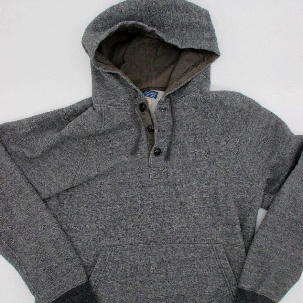 J. Crew Men's 1/4 Button Dark Grey Hoodie